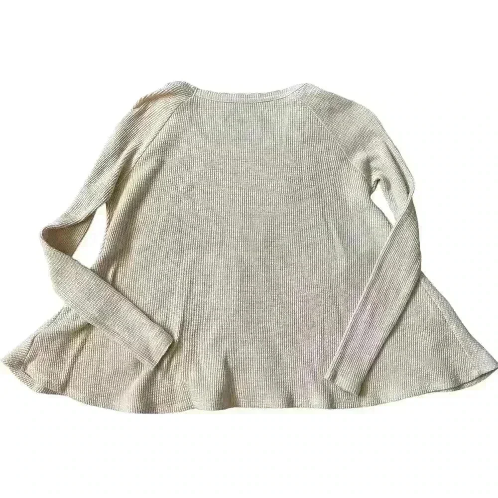 Women’s Free People Cream Fair Isle Thermal Long Sleeve Shirt Size XS